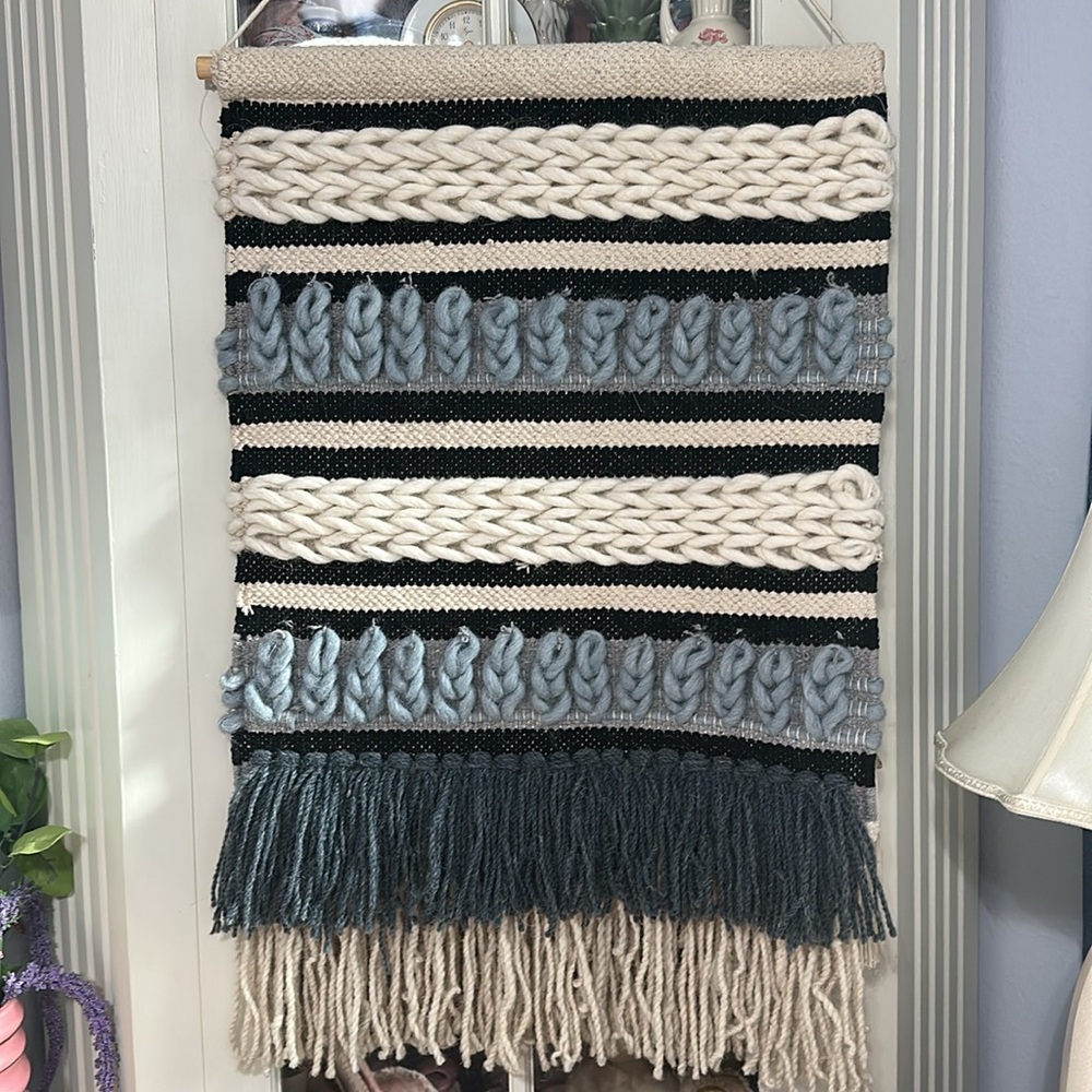 Anthropologie Blue, Cream, and Gray Hanging Tapestry